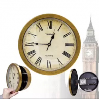 Wall Clock With Hidden Safe (Golden)