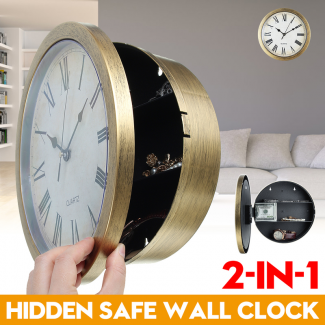 Silver Wall Clock with Hidden Safe Compartment for Valuables, 25cm Diameter Price in Pakistan | LAPTAB
