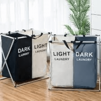 Aluminium Frame Laundry Basket with 3 Compartments, Foldable and Portable Storage Hamper Price in Pakistan | LAPTAB