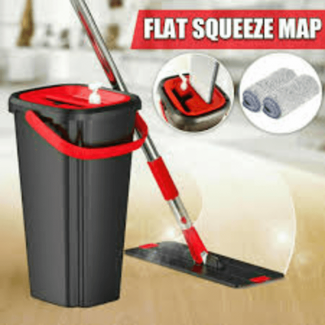 2 in 1 Mop Self Wash and Squeeze Dry Flat Mop With Bucket 