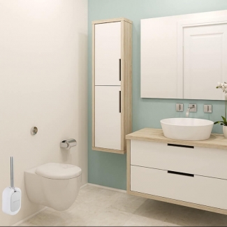 Toilet Brush with Wall Mount Holder, Automatic Lid, Soft Bristles, Detachable Design Price in Pakistan | LAPTAB
