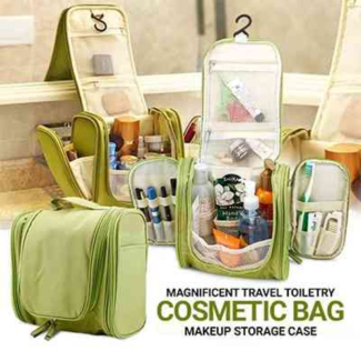 Magnificent Foldable Travel Cosmetic Bag with Waterproof Compartments and Hanging Hook Price in Pakistan | LAPTAB