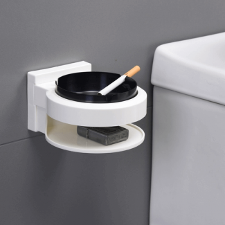 Ashtray for Bathroom Wall Mounted Round, 2-Tier Unbreakable with Strong Holding Capacity Price in Pakistan | LAPTAB