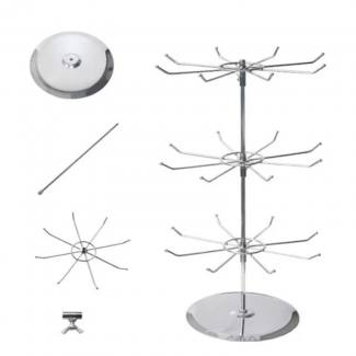 3 Layers Rotating Metal Jewelry Stand with Adjustable Tiers and Chrome Finish Price in Pakistan | LAPTAB