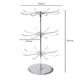 3 Layers Rotating Metal Jewelry Stand with Adjustable Tiers and Chrome Finish Price in Pakistan | LAPTAB