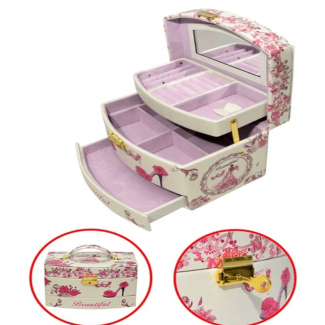 Jewelry Organizer Box with Mirror, 3-Layer Storage, Durable and Washable Material Price in Pakistan | LAPTAB