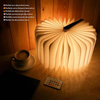 Book Shaped LED Night Light Large, Portable White Maple Wood with Rechargeable Battery Price in Pakistan | LAPTAB