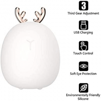Cartoon Cute Deer Night Light Silicone Bedside Lamp with USB Rechargeable Battery Price in Pakistan | LAPTAB