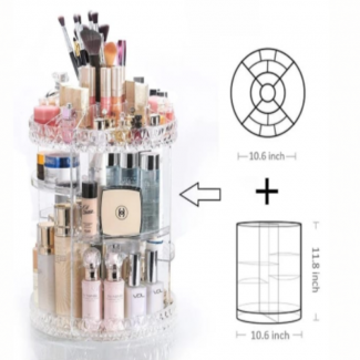 Round Acrylic Makeup Organizer with Rotating Shelves, Durable and Washable Storage Price in Pakistan | LAPTAB