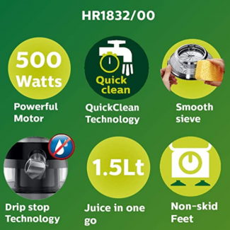 Philips Juicer Machine Compact Design with 1.5L Capacity and See-Through Pulp Container Price in Pakistan | LAPTAB