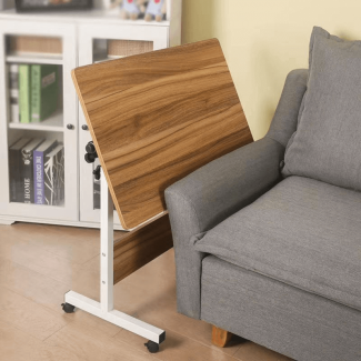 Adjustable Height Wooden Computer Desk with Wheels, Storage Shelves, and Rounded Corners Price in Pakistan | LAPTAB