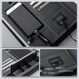 PU Leather A4 Business Folder with Wireless Charging, Power Bank, and Zipper Price in Pakistan | LAPTAB