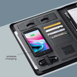 PU Leather A4 Business Folder with Wireless Charging, Power Bank, and Zipper Price in Pakistan | LAPTAB