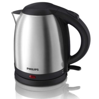 Philips Electric Kettle Silver & Black, Stainless Steel, 360? Cordless Base, One-Touch Lid