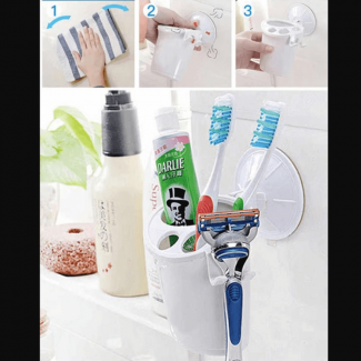 Bathroom Storage Shelf Toothbrush Rack with Suction Cup, Large Capacity Organizer Price in Pakistan | LAPTAB