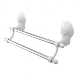 Suction Cup Double Bar Towel Holder White - Stainless Steel, No Wall Damage, Reusable Price in Pakistan | LAPTAB