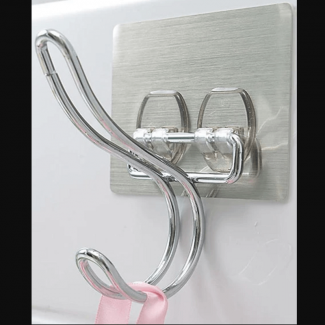 Butterfly Hook with Flexible Sticker, Chrome Plated Metal, Easy Wall Mount