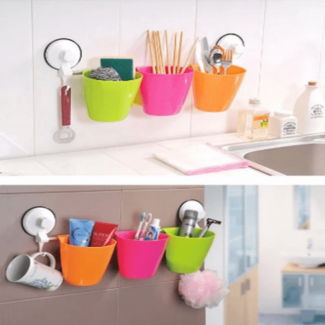 Suction Cup Storage Hanger Basket Rack for Kitchen, Easy Install, No Tools Needed