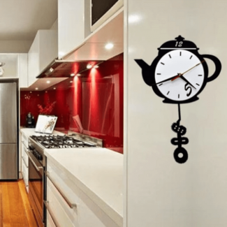 Tea Kettle Shaped Wall Clock with Spoon and Fork Design, Quartz Movement Price in Pakistan | LAPTAB