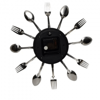 Silver Fork and Spoon Kitchen Wall Clock, Silent Sweep, Accurate Time Price in Pakistan | LAPTAB