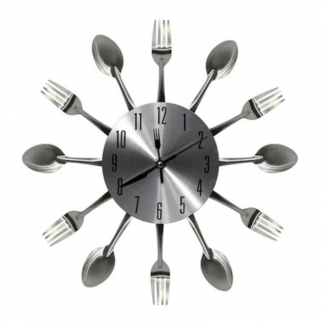 Silver Fork and Spoon Kitchen Wall Clock, Silent Sweep, Accurate Time Price in Pakistan | LAPTAB