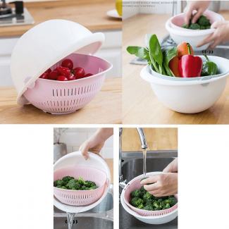Kitchen Double Drain Basket Bowl with 360? Rotation, Food Grade PP, Dual Layer Price in Pakistan | LAPTAB
