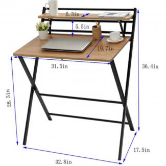 Foldable Computer Desk Small Lazy Laptop Table, Steel Frame, 31.5