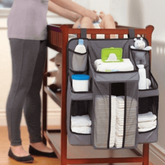 Baby Nursery Organizer Diaper Caddy with Adjustable Straps and Reinforced Shelves