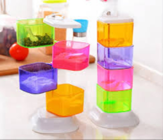 4-Layer 360? Rotating Seasoning Rack with Transparent Boxes for Kitchen Storage Price in Pakistan | LAPTAB