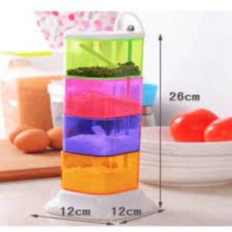 4-Layer 360? Rotating Seasoning Rack with Transparent Boxes for Kitchen Storage Price in Pakistan | LAPTAB