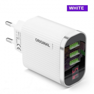Original Digital Display Mobile Charger With 3 Ports USB