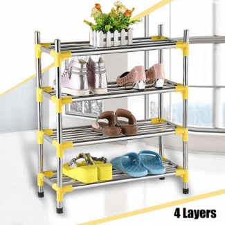 Stainless Steel Simple Fashion 4 Tier Shoe Rack