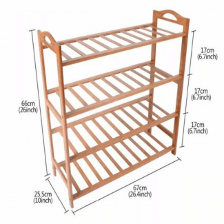 4-Tier Bamboo Wooden Shoe Rack Shelf Organizer, Waterproof, Easy Assembly Price in Pakistan | LAPTAB
