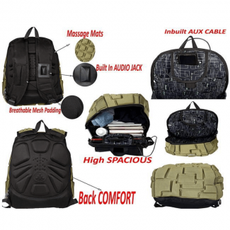 Hard Shell Backpack with Inbuilt AUX Cable Headphone Jack, Grey, Durable and Protective Price in Pakistan | LAPTAB