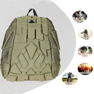 Hard Shell Backpack Inbuilt Aux Cable Headphone Jack_ Grey