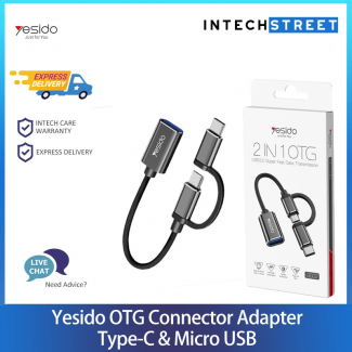 Yesido OTG Adapter Type-C Android Two-in-One USB GS02 Black with Aluminum Casing and Braided Cable Price in Pakistan | LAPTAB
