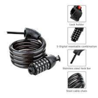 4 Digit Resettable Combination Cable Lock for Bicycle with PVC Coating and ABS Shell Price in Pakistan | LAPTAB
