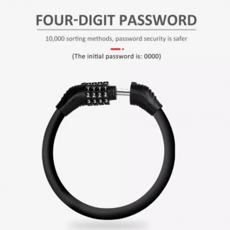 Anti-Theft 4-Digit Combination Security Cable Lock for Bicycle, Black Zinc Alloy Price in Pakistan | LAPTAB
