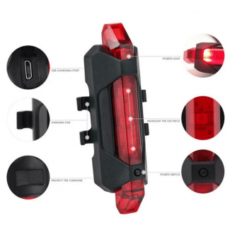 Portable USB Rechargeable Red Bicycle Tail Light with Waterproof Sealing Price in Pakistan | LAPTAB