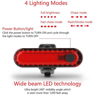 Rechargeable Waterproof Bicycle Rear Tail Light with Four-Speed Modes, Lightweight and Easy to Install Price in Pakistan | LAPTAB