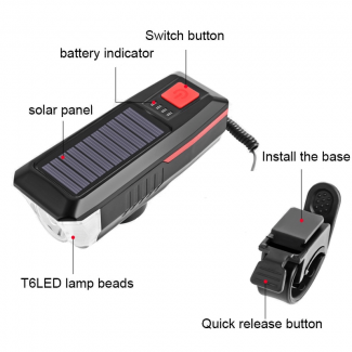 Waterproof Rechargeable Solar Bicycle LED Headlight with 4 Lighting Modes and USB Charging Price in Pakistan | LAPTAB