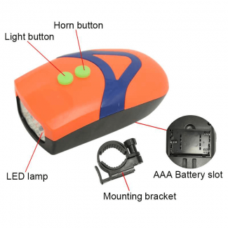 3 Modes Bicycle LED Light with Horn Speaker, Durable ABS, Adjustable Bracket Price in Pakistan | LAPTAB