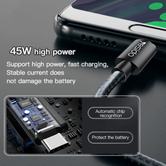 Yesido CA-55 USB Data Cable, 3A Fast Charging, Nylon Braided, Stable Current Price in Pakistan | LAPTAB