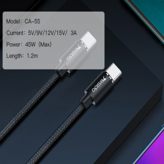 Yesido CA-55 USB Data Cable, 3A Fast Charging, Nylon Braided, Stable Current Price in Pakistan | LAPTAB