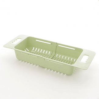 Adjustable Length Plastic Sink Drain Basket with Handles, Durable and Retractable Design