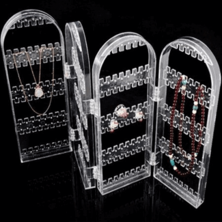 Clear Acrylic Foldable 4-Fold Jewelry Holder Display for Earrings, Bracelets, Necklaces Price in Pakistan | LAPTAB