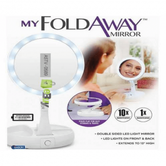 My Foldaway Mirror with 15 LED Lights, 10x Magnification, Rotatable, Lightweight Portable Design Price in Pakistan | LAPTAB