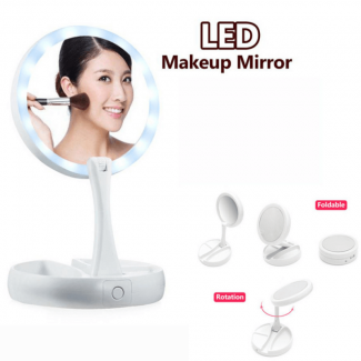 My Foldaway Mirror with 15 LED Lights, 10x Magnification, Rotatable, Lightweight Portable Design Price in Pakistan | LAPTAB