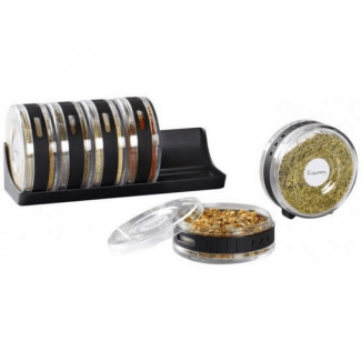 Rotary Seasoning Box with Dual Dispensing Containers, Counter or Wall-Mountable, Dishwasher Safe