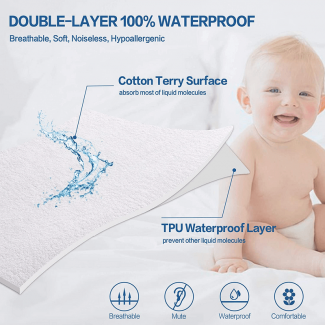 100% Waterproof Mattress Protector with Cotton Terry Top and Deep Pocket Fit up to 18 Price in Pakistan | LAPTAB